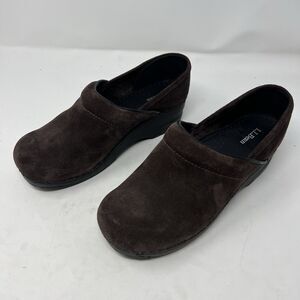 LL Bean Clogs Brown Suede Slip on 9.5M Womens Leather Shoes Sturdy Quality